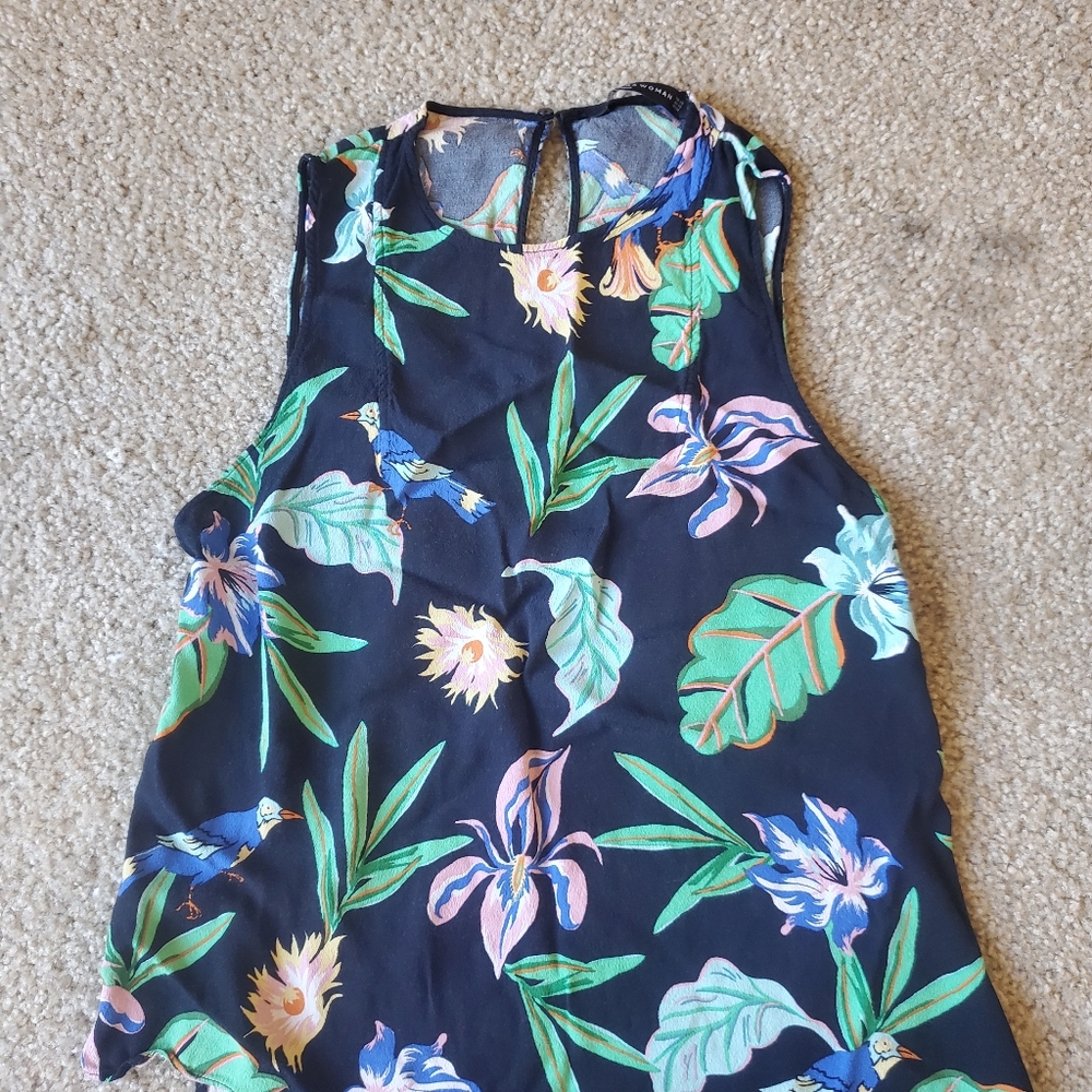 Tropical Zara work blouse